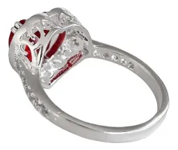 Anillo Plata 925 Corazón Detallado Zirconia Roja para Mujer - Imagen 7