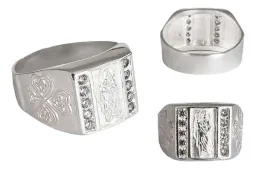 Anillo Plata 925 San Judas Tadeo Cuadrado con Zirconia - Imagen 1
