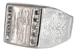 Anillo Plata 925 San Judas Tadeo Cuadrado con Zirconia - Imagen 3