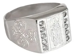 Anillo Plata 925 San Judas Tadeo Cuadro con Zirconia - Imagen 7