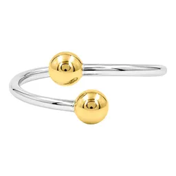Anillo de Bolitas Bitono de Plata .925 Ajustable Talla 7 Liso - Imagen 3