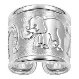 Anillo de la Suerte de Plata .925 Ajustable Elefante Herradura Trébol - Imagen 1