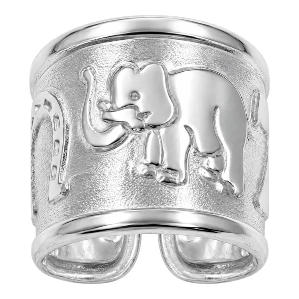 Anillo de la suerte de Plata .925 ajustable con elefante, herradura, trébol y 7 de 12 mm - Joyaris