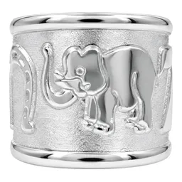 Anillo de la Suerte de Plata .925 Ajustable Elefante Herradura Trébol - Imagen 2
