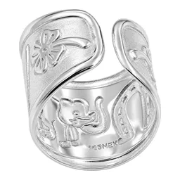 Anillo de la Suerte de Plata .925 Ajustable Elefante Herradura Trébol - Imagen 5