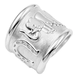 Anillo de la Suerte de Plata .925 Ajustable Elefante Herradura Trébol - Imagen 6