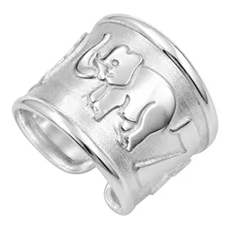 Anillo de la Suerte de Plata .925 Ajustable Elefante Herradura Trébol - Imagen 7