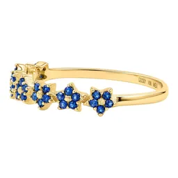 Anillo de Oro 10k con Flores Azules de Zirconia Talla 6.5 - Imagen 4