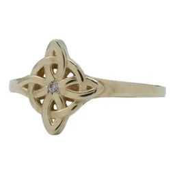 Anillo de Oro 10k Nudo de Bruja Celta con Zirconia Talla 8.5 - Imagen 1