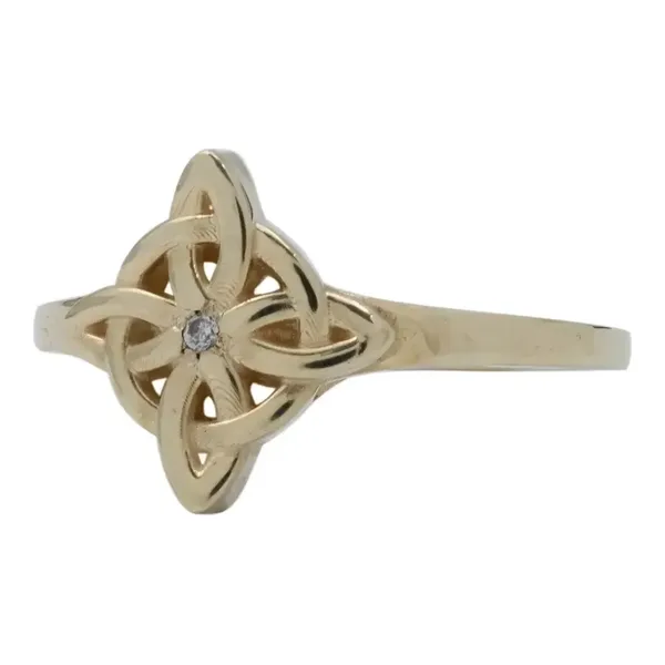 Anillo de oro 10k dorado zirconia nudo de bruja celta talla 8.5 — Joyaris