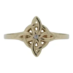 Anillo de Oro 10k Nudo de Bruja Celta con Zirconia Talla 8.5 - Imagen 2