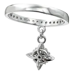 Anillo de Plata .925 con Dije Colgante Nudo de Bruja y Zirconia Talla 7 - Imagen 2