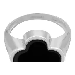 Anillo de Plata 925 con Trébol Esmaltado Negro y Zirconia Mujer - Imagen 6