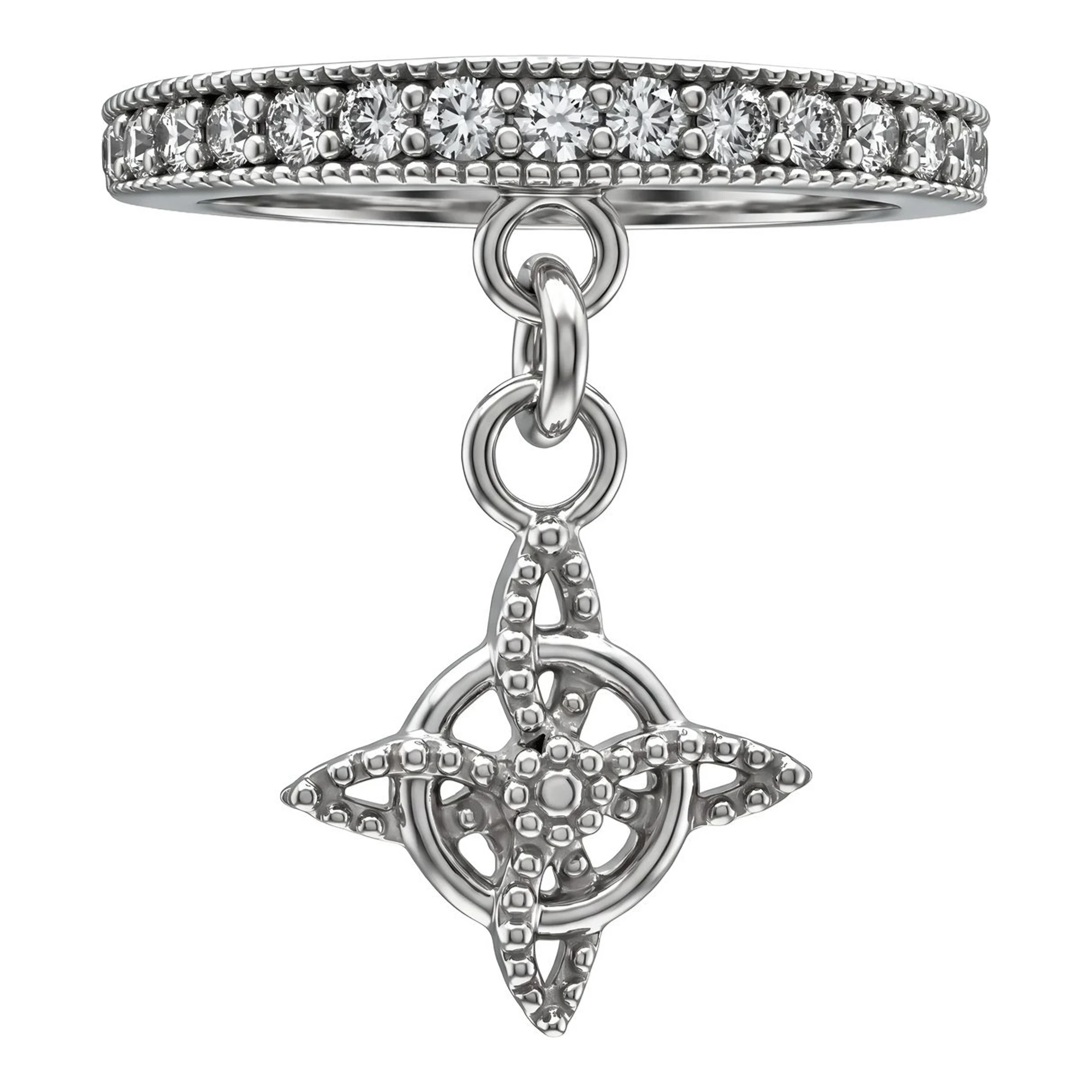 Anillo nudo de bruja en plata ley .925 con incrustaciones de zirconia talla 6 Joyaris