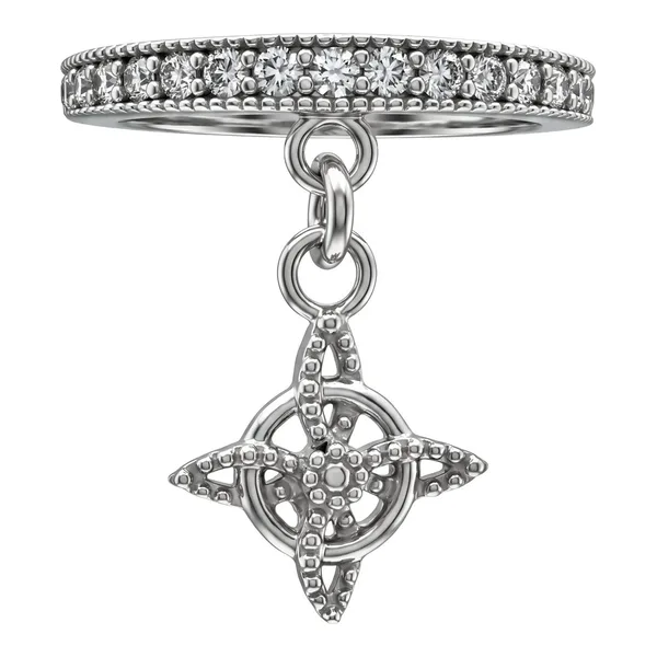 Anillo nudo de bruja en plata ley .925 con incrustaciones de zirconia talla 6 Joyaris