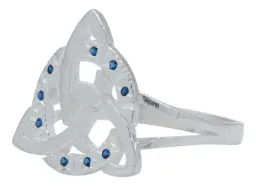 Anillo Plata 925 Triqueta Celta Diamantado con Zirconia Azul Talla 9 - Imagen 1