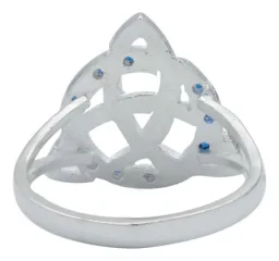 Anillo Plata 925 Triqueta Celta Diamantado con Zirconia Azul Talla 9 - Imagen 4