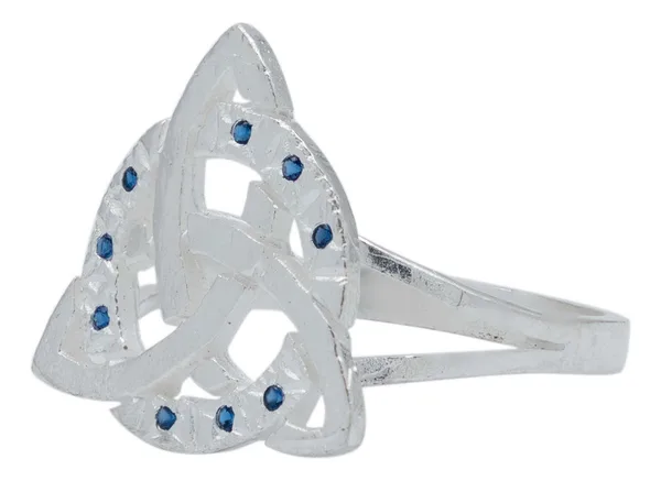 Anillo de plata .925 azul zirconia triqueta celta diamantado — Joyaris