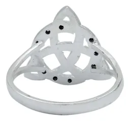 Anillo Plata 925 Triqueta Celta Diamantado Zirconia Negra - Imagen 4