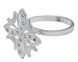 Anillo Plata .925 Flor Cuatro Lunas Zirconia Rosa para Mujer - Imagen 2