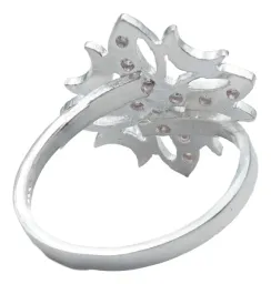 Anillo Plata .925 Flor Cuatro Lunas Zirconia Rosa para Mujer - Imagen 4