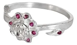 Anillo Plata 925 Flor de Loto con Zirconia Rosa - Imagen 1