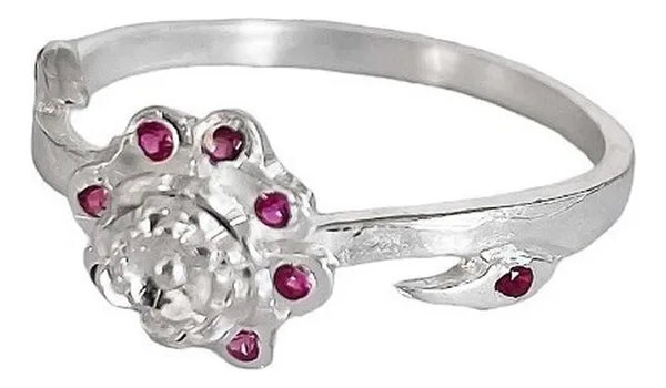 Anillo Plata 925 Flor de Loto con Zirconia Rosa - Imagen 1