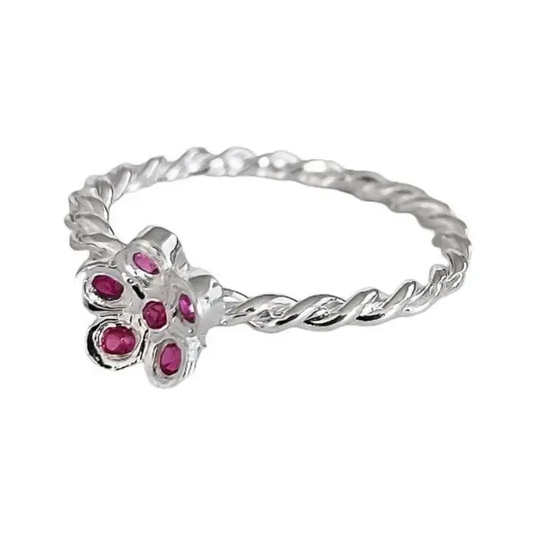 Anillo Flor Plata 925 con Zirconia Rosa para Mujer - Imagen 1