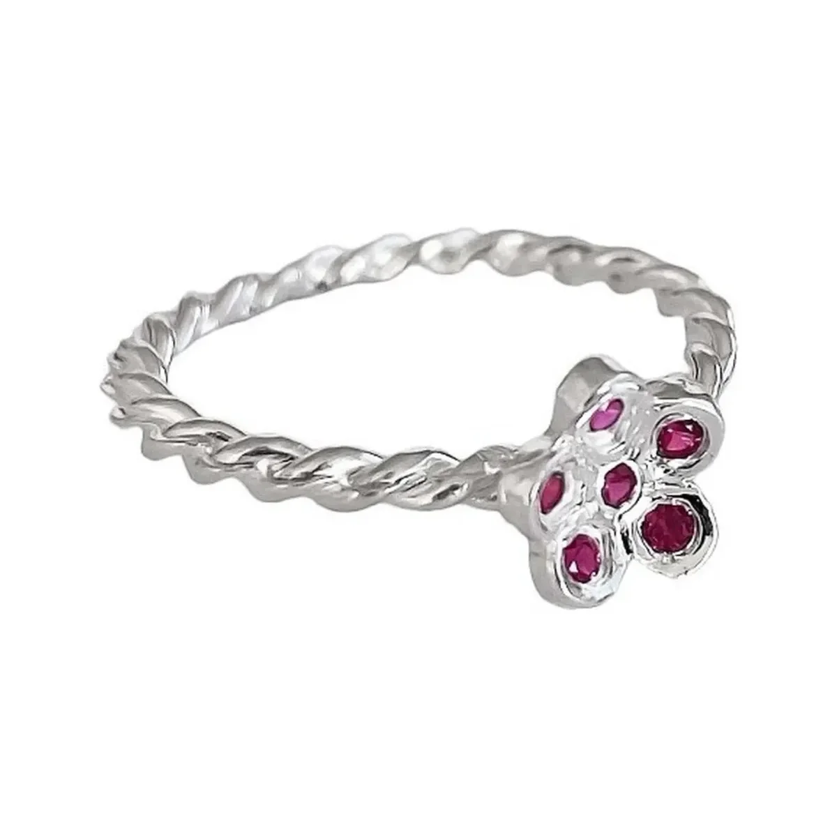 Anillo Flor Plata 925 con Zirconia Rosa para Mujer - Imagen 2