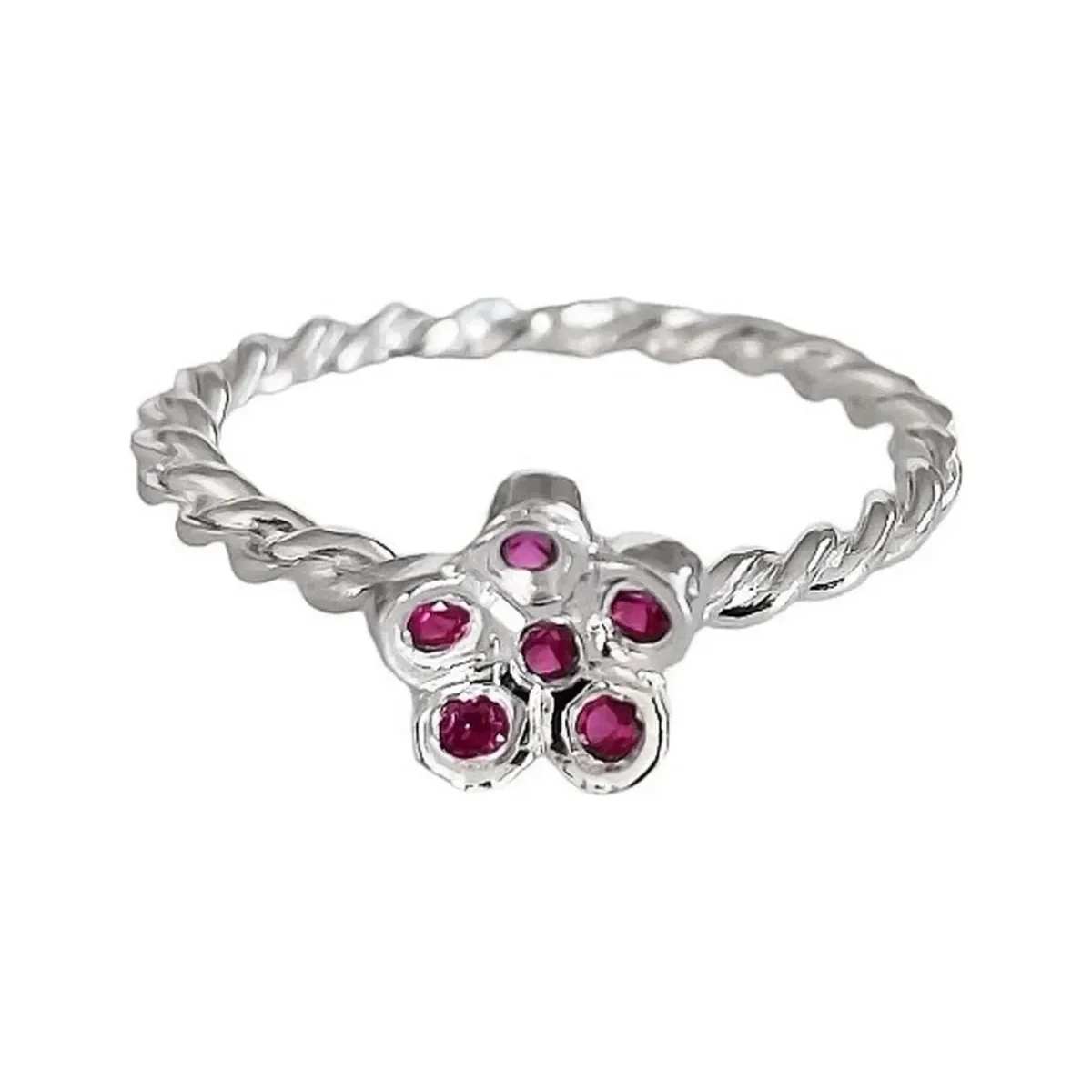Anillo Flor Plata 925 con Zirconia Rosa para Mujer - Imagen 3