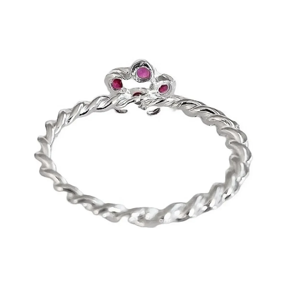 Anillo Flor Plata 925 con Zirconia Rosa para Mujer - Imagen 4
