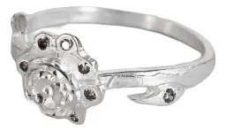 Anillo Plata 925 Flor con Zirconia Transparente - Imagen 1