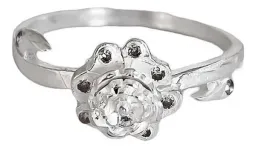 Anillo Plata 925 Flor con Zirconia Transparente - Imagen 2