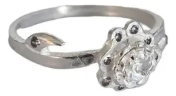 Anillo Plata 925 Flor con Zirconia Transparente - Imagen 3
