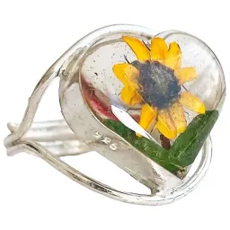 Anillo Plata 925 Girasol Corazón Ajustable - Imagen 2