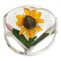 Anillo Plata 925 Girasol Corazón Ajustable - Imagen 3