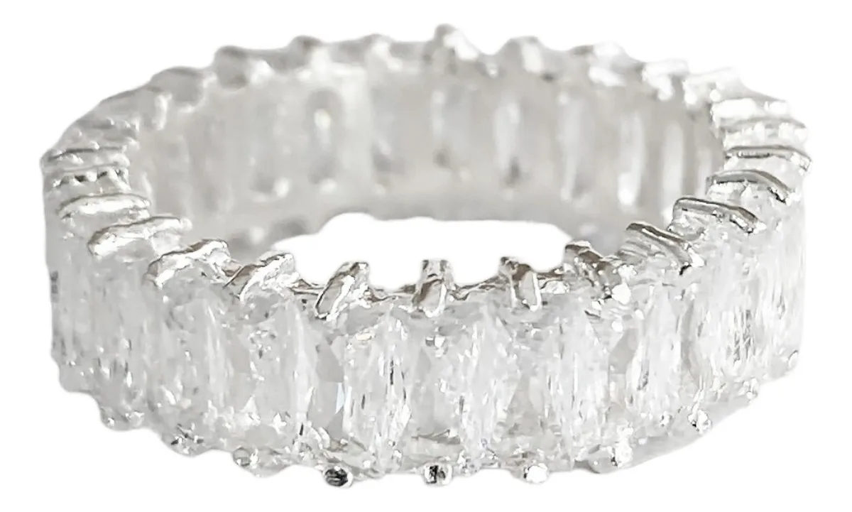 Anillo churumbela completa de Plata 925 con Zirconia Brillante, diseño moderno para anillo promesa matrimonio y joyería boda.