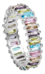 Anillo Plata 925 Churumbela Completa Zirconia Multicolor - Imagen 3