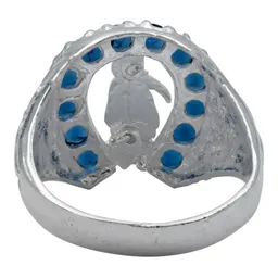 Anillo Herradura Santa Muerte Plata .925 con Zirconia Azul - Imagen 3
