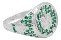 Anillo Plata .925 Hoja Cánnabis Zirconias Verdes - Imagen 2
