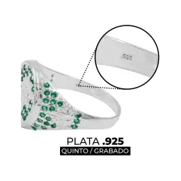 Anillo Hoja Cánnabis Plata .925 con Zirconias Verdes - Imagen 3