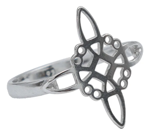 Anillo de plata .925 plateado diseno nudo de bruja laser unisex — Joyaris