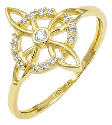Anillo Nudo Bruja Celta con Zirconias Oro 10k - Imagen 1