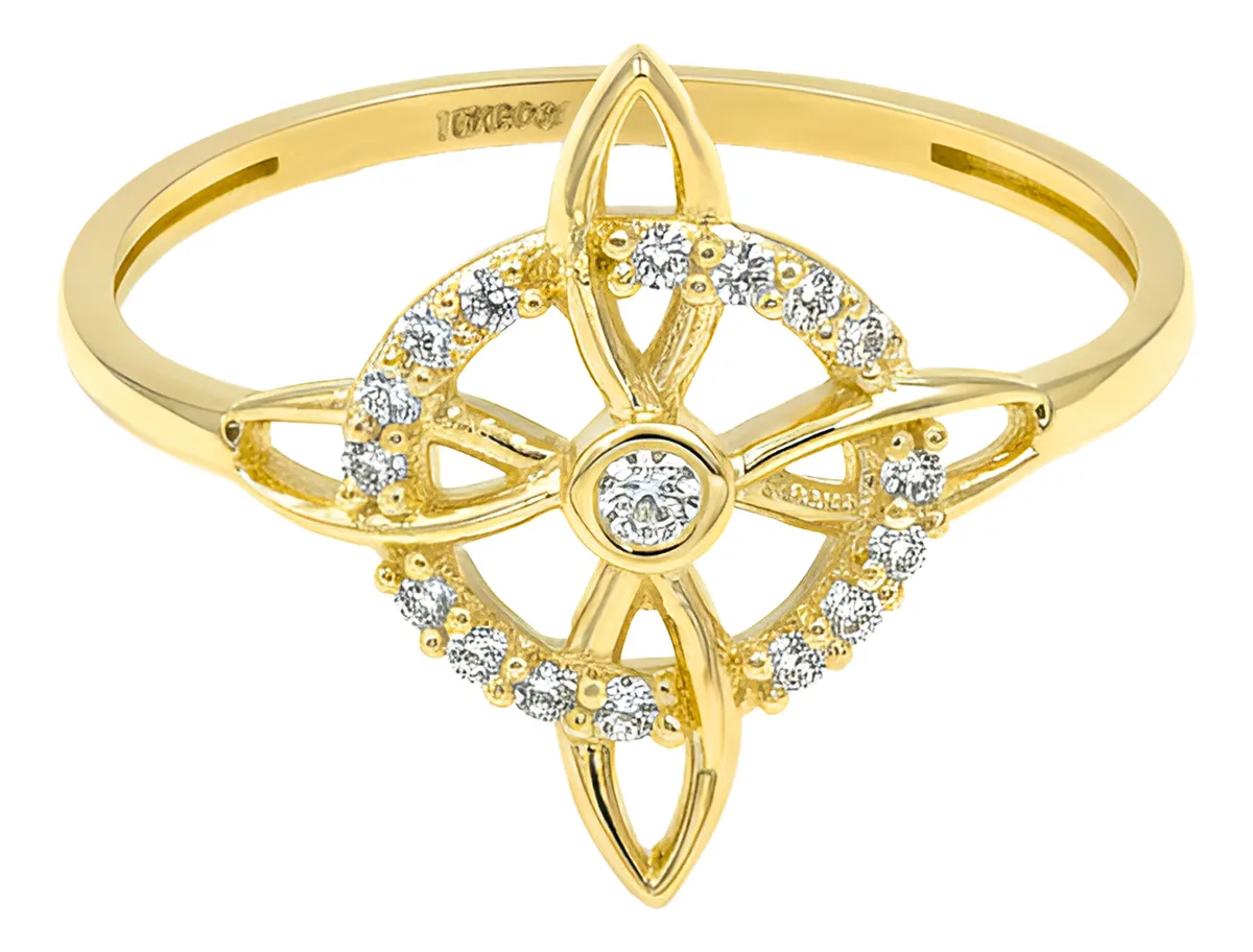Anillo Nudo Bruja Celta con Zirconias Oro 10k - Imagen 3