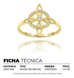 Anillo Nudo Bruja Celta con Zirconias Oro 10k - Imagen 6
