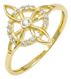 Anillo Oro 10k Nudo de Bruja Celta con Zirconia Talla 7 - Imagen 1