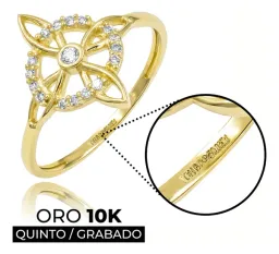 Anillo Oro 10k Nudo de Bruja Celta con Zirconia Talla 7 - Imagen 7