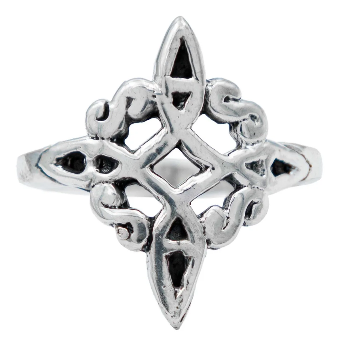 Anillo Plata 925 Nudo Bruja Celta pavonado, diseño artesanal unisex y moderno. Joyería mística con simbolismo de protección, 