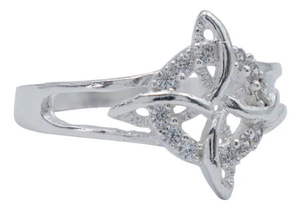 Anillo de plata .925 blanco zirconia Nudo de Bruja Celta — Joyaris