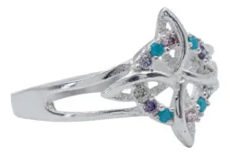 Anillo Plata 925 Nudo Bruja Celta con Zirconias Multicolor - Imagen 1